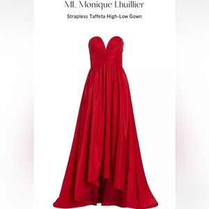 Monique Lhuillier Strapless Taffeta High Low Gown Carnelian
